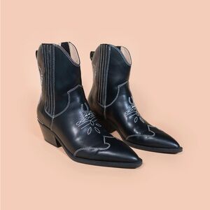 She Is Cheval by Hayley Paige Black Ankle Booties “Return To Sender”